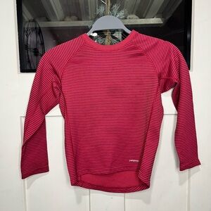 Patagonia Kids Capilene Baselayer Top Red Striped Long Sleeve Size S (7–8)